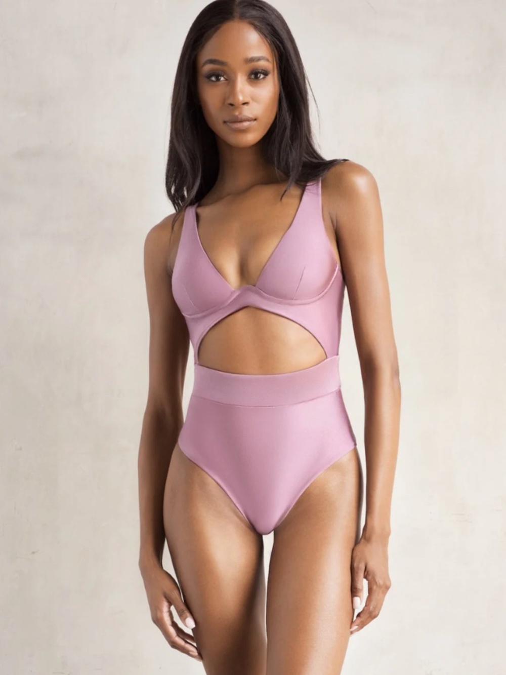 MBM Swim Piece Mauve One-Piece Cutout Swimsuit size Small
